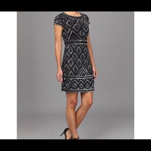 Adrianna Papell Cap Sleeve Beaded Cocktail Dress
